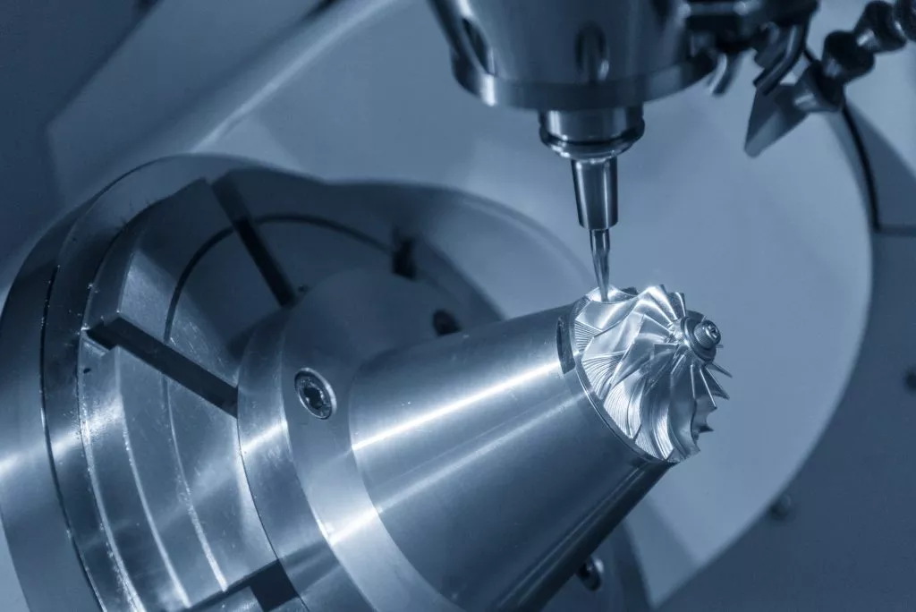 5 Axis CNC Milling Service 20 Five axis milling of curved metal impeller parts