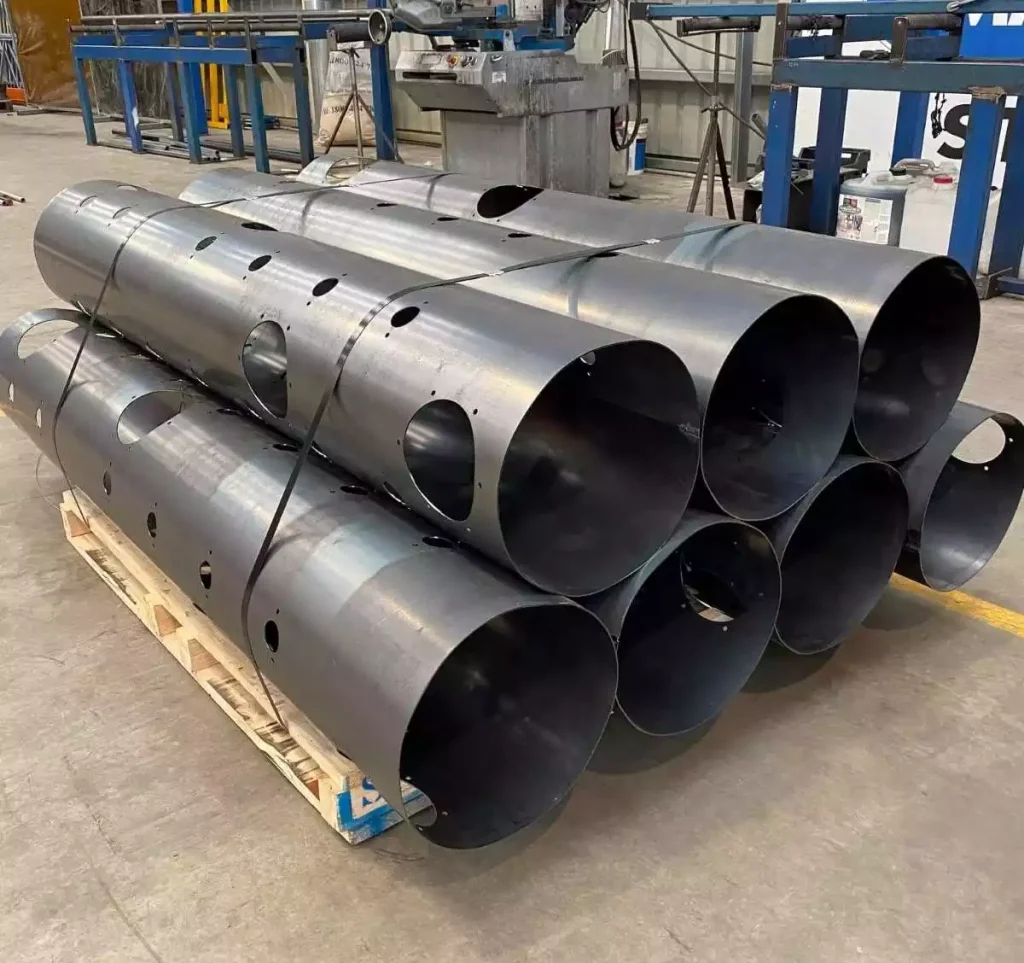 Laser cutting of large tube parts for mass production