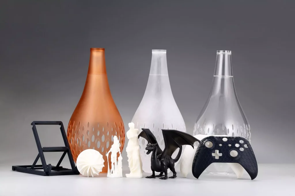 Various SLA 3D printed parts display