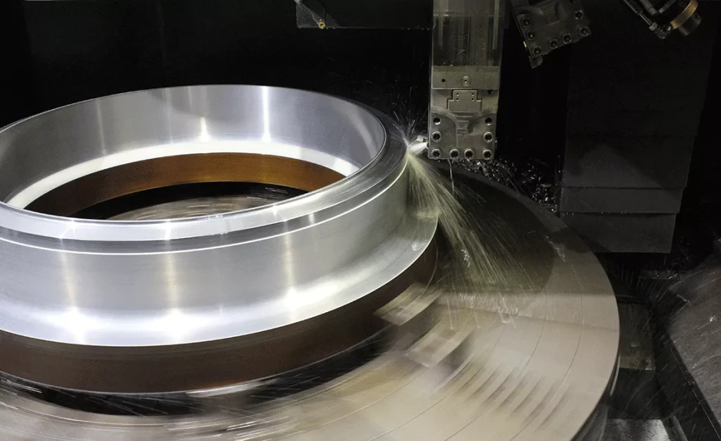 Vertical turning of large precision aluminum alloy parts