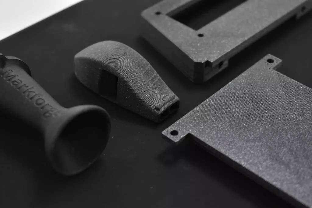 A variety of parts displayed by Multi Jet Fusion MJF 3D Printing
